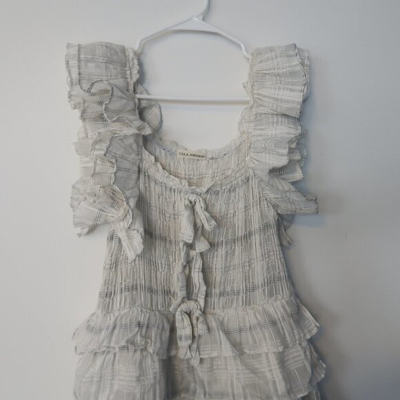 Ulla Johnson Darcey Ruffle Tiered Bow Front Dress Size 8 - Picture 5 of 11